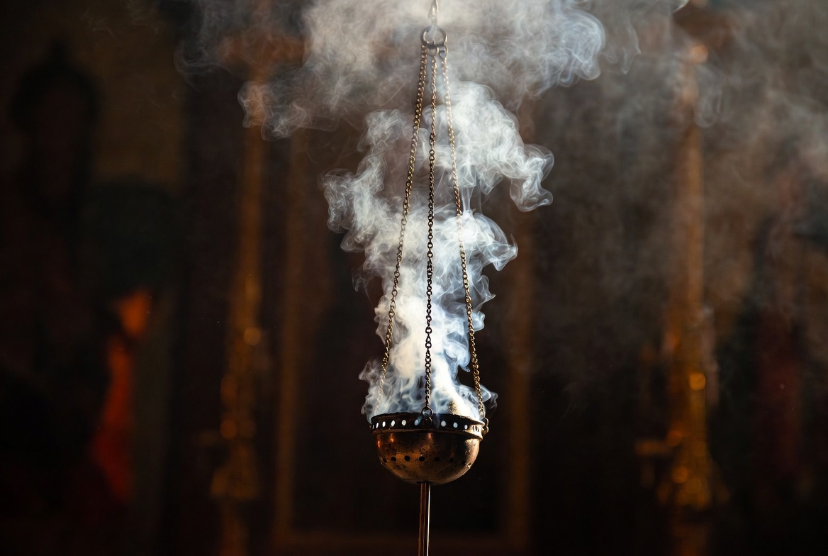 Burning incense in an Orthodox church