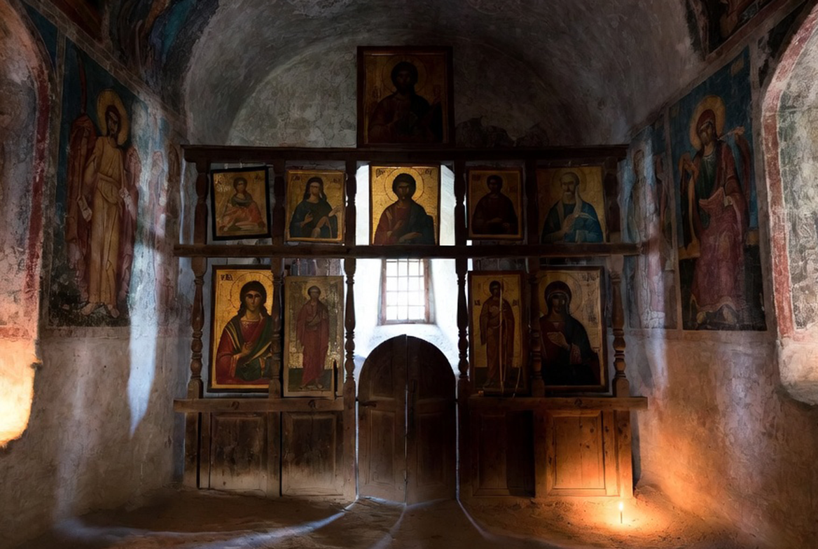 Ancient Orthodox chapel interior