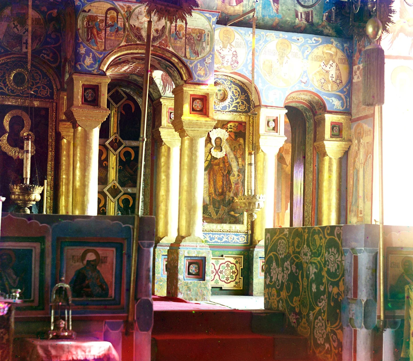 The iconostasis and frescoes of the Church of the Resurrection, Rostov Velikii, photographed by Sergei Prokudin-Gorsky, 1911